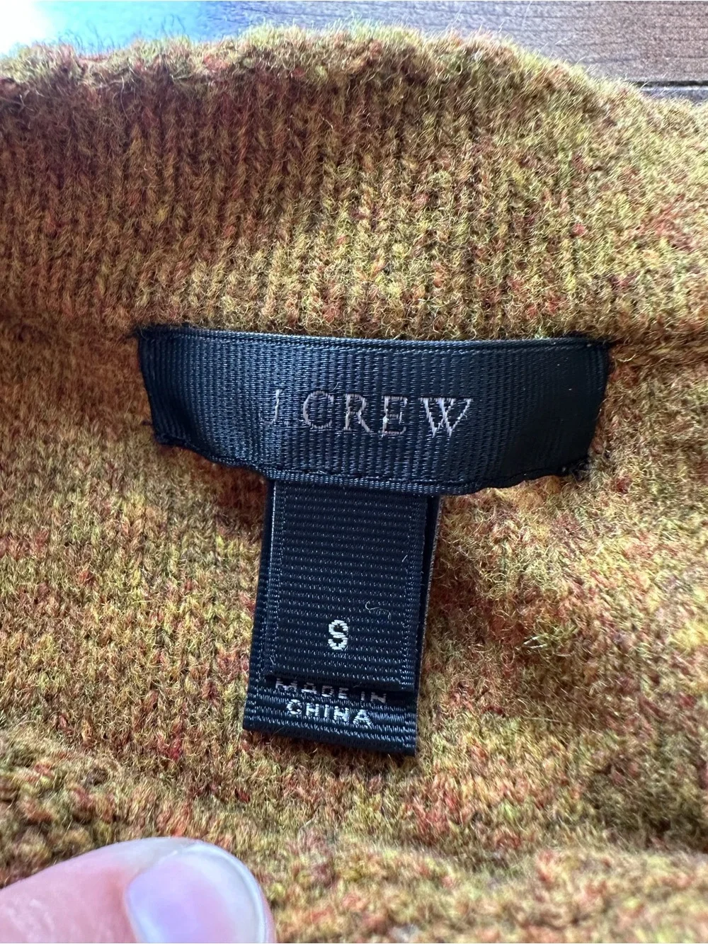 J.Crew 100% Wool Cable Knit Sweater Small Mustard Olive Crewneck Cozy